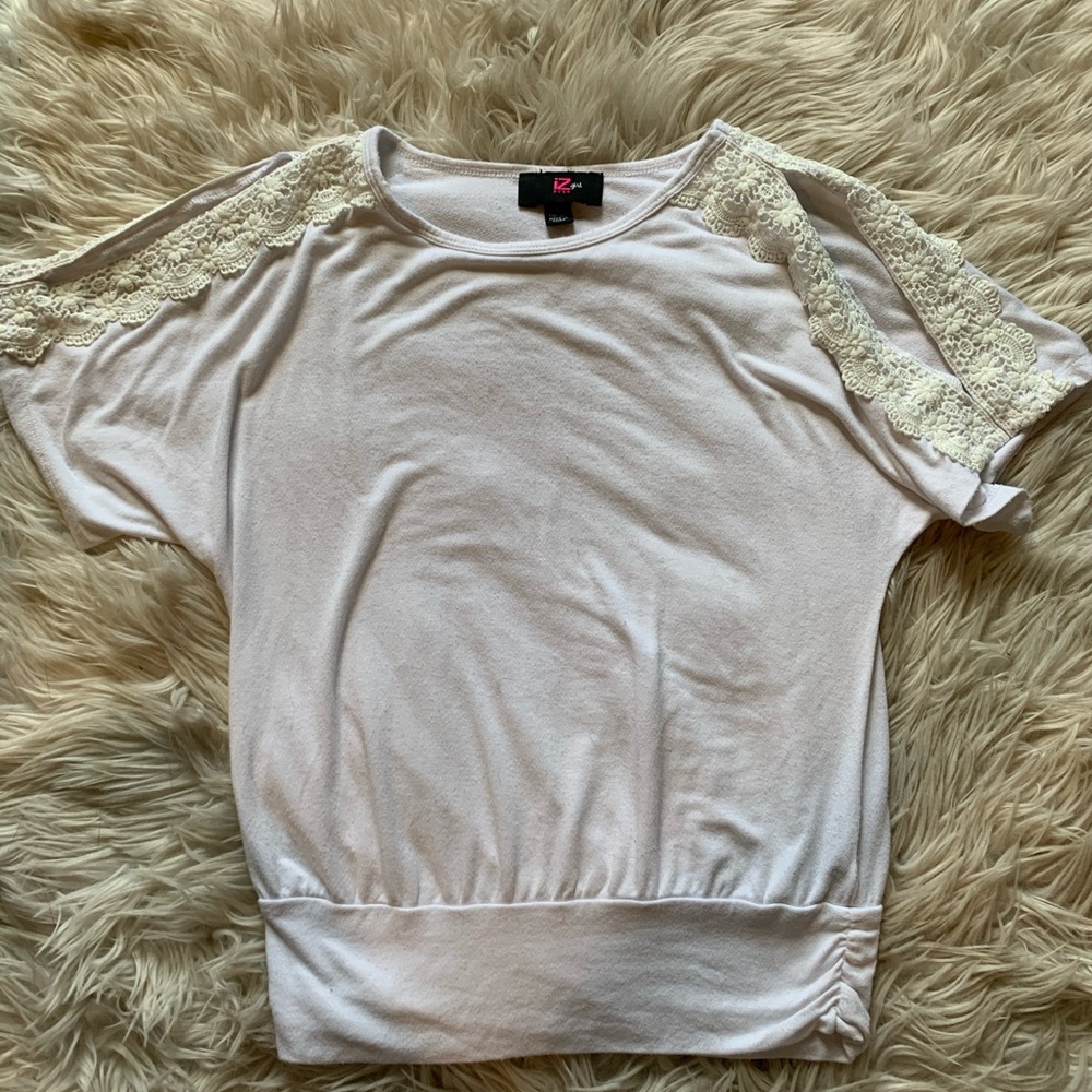 White open shoulder blouse